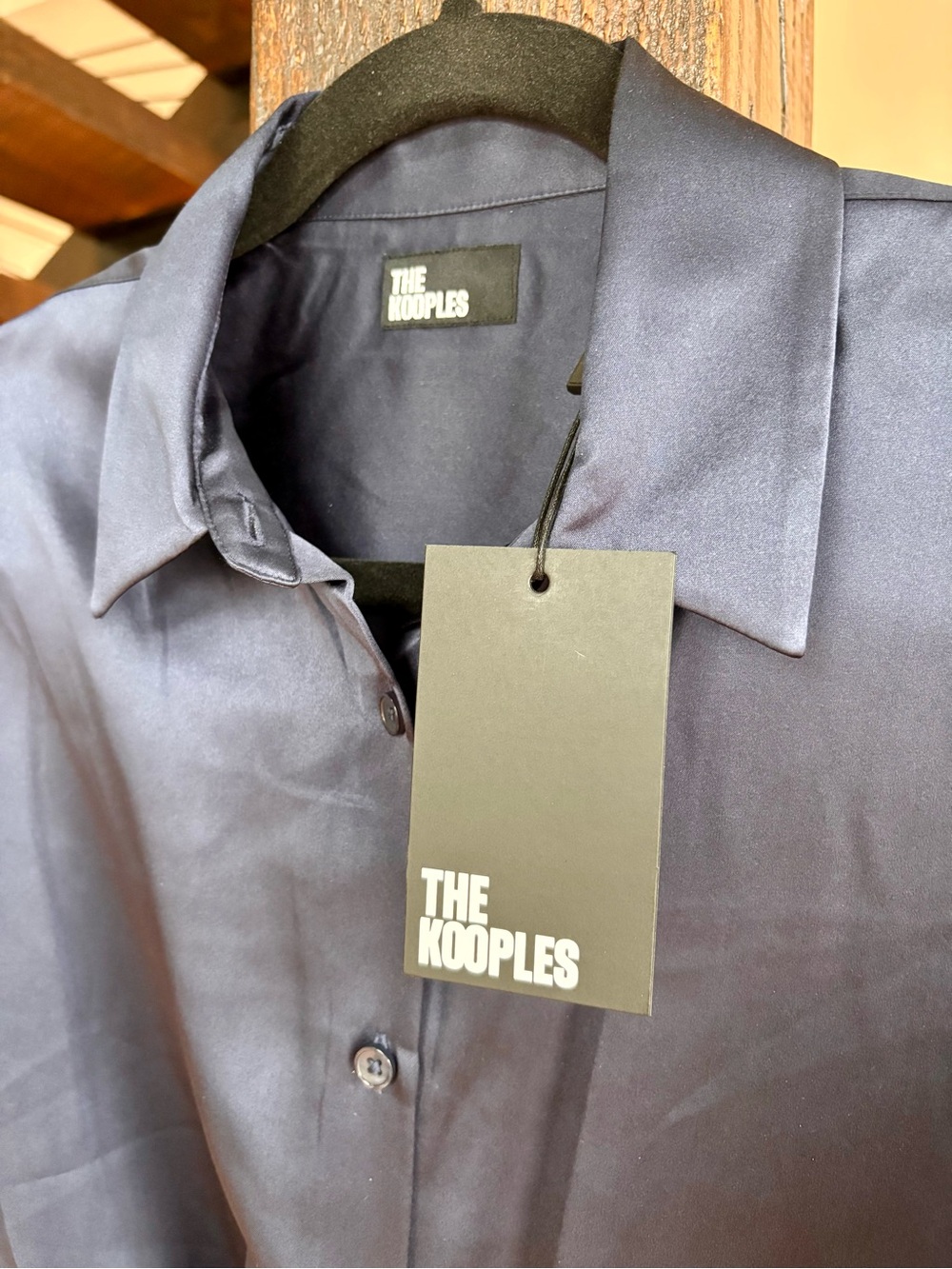 THE KOOPLES 100% Silk Navy Button-Down Blouse NWT Size Small - Picture 8 of 12
